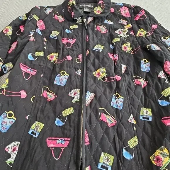 Requirements Women's Jacket Petite PM Black Quilted Purses Zipper Pockets - Picture 11 of 13